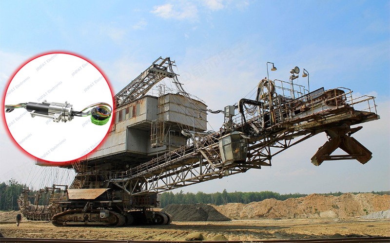 What type of slip ring is most commonly used in construction machinery such as excavators?